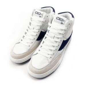 Jaclar White and Navy Blue High-Top Sky-Top Sneakers Brand New